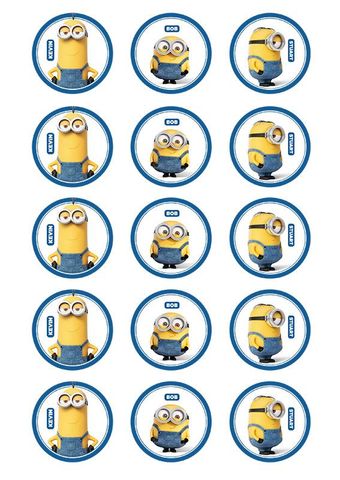 MINIONS 2 INCH/5CM CUPCAKE IMAGE SHEET - 15 PER SHEET