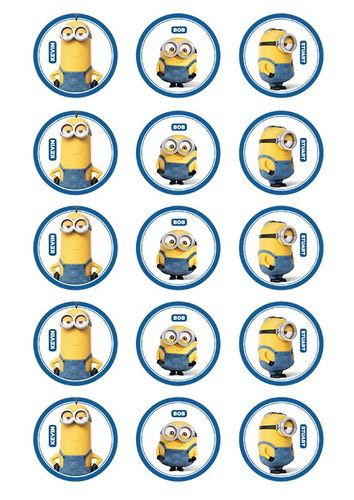 MINIONS 2 INCH/5CM CUPCAKE IMAGE SHEET - 15 PER SHEET