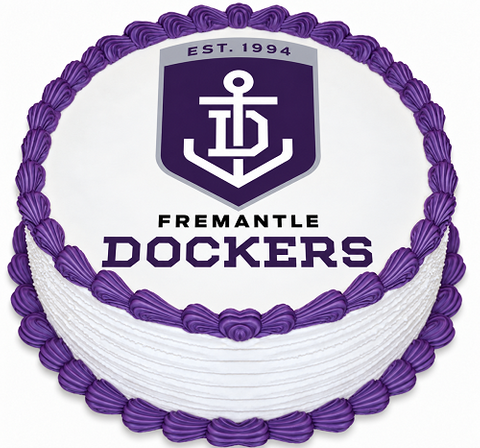 AFL FREMANTLE ROUND EDIBLE ICING IMAGE - 6.3 INCH / 16CM
