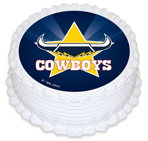 NRL NORTH QUEENSLAND COWBOYS ROUND EDIBLE ICING IMAGE - 6.3 INCH / 16CM