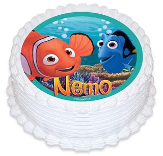 FINDING NEMO & DORY ROUND EDIBLE ICING IMAGE - 6.3 INCH / 16CM