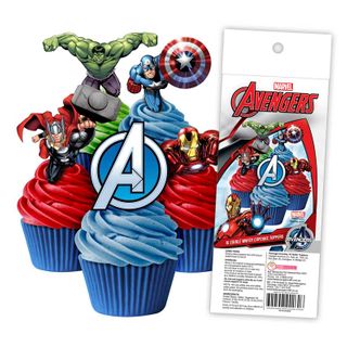 THE AVENGERS - EDIBLE WAFER CUPCAKE TOPPERS - 16 PIECE PACK | B/B 05/24