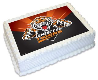 NRL WESTS TIGERS -  A4 EDIBLE ICING IMAGE - 29.7CM X 21CM (APPROX.)