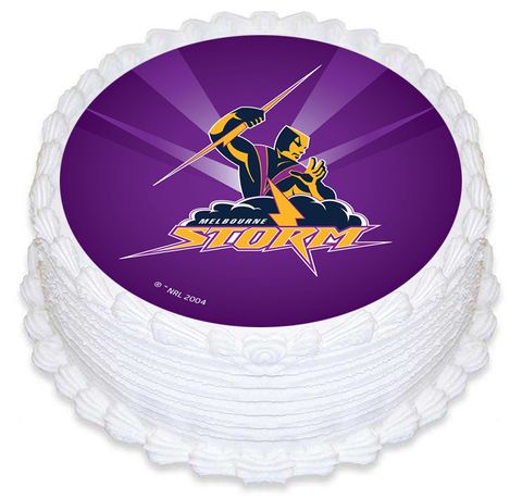 NRL MELBOURNE STORM ROUND EDIBLE ICING IMAGE - 6.3 INCH / 16CM