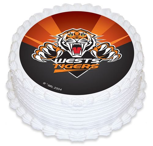 NRL WESTS TIGERS ROUND EDIBLE ICING IMAGE - 6.3 INCH / 16CM
