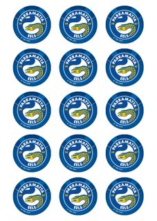 NRL PARRAMATTA EELS 2 INCH/5CM CUPCAKE IMAGE SHEET - 15 PER SHEET