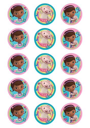 DOC MCSTUFFINS 2 INCH/5CM CUPCAKE IMAGE SHEET - 15 PER SHEET