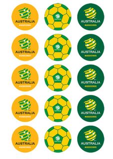 AUSTRALIA SOCCEROOS 2 INCH/5CM CUPCAKE IMAGE SHEET - 15 PER SHEET