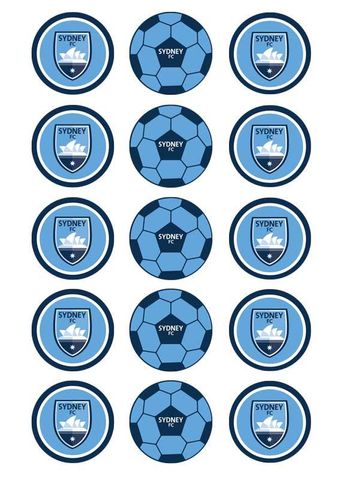 A-LEAGUE SYDNEY FC 2 INCH/5CM CUPCAKE IMAGE SHEET - 15 PER SHEET