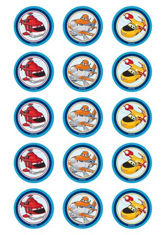 DISNEY PLANES 2 INCH/5CM CUPCAKE IMAGE SHEET - 15 PER SHEET