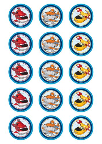 DISNEY PLANES 2 INCH/5CM CUPCAKE IMAGE SHEET - 15 PER SHEET