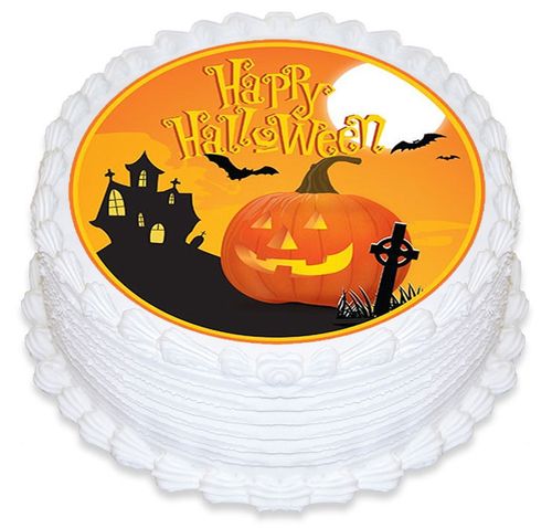 HALLOWEEN ROUND EDIBLE ICING IMAGE - 6.3 INCH / 16CM