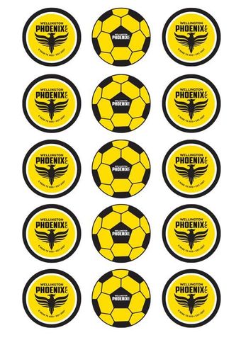 A-LEAGUE WELLINGTON FC 2 INCH/5CM CUPCAKE IMAGE SHEET - 15 PER SHEET