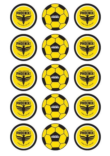 A-LEAGUE WELLINGTON FC 2 INCH/5CM CUPCAKE IMAGE SHEET - 15 PER SHEET