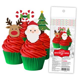CHRISTMAS | EDIBLE WAFER CUPCAKE TOPPERS | 16 PIECE PACK