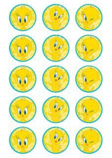 TWEETY - 2 INCH/5CM CUPCAKE IMAGE SHEET - 15 PER SHEET