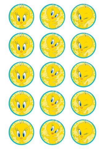 TWEETY - 2 INCH/5CM CUPCAKE IMAGE SHEET - 15 PER SHEET