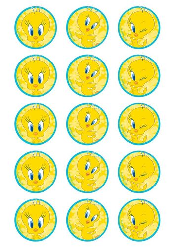 TWEETY - 2 INCH/5CM CUPCAKE IMAGE SHEET - 15 PER SHEET