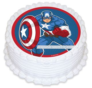 CAPTAIN AMERICA ROUND EDIBLE ICING IMAGE - 6.3 INCH / 16CM