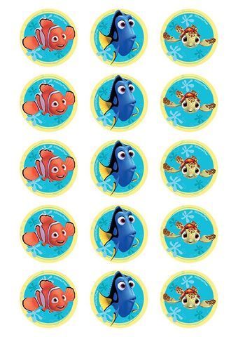 FINDING NEMO 2 INCH/5CM CUPCAKE IMAGE SHEET - 15 PER SHEET