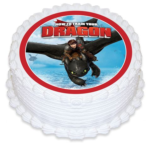 HOW TO TRAIN YOUR DRAGON ROUND EDIBLE ICING IMAGE - 6.3 INCH / 16CM