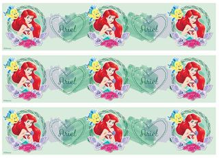 DISNEY PRINCESS - ARIEL MERMAID CAKE STRIPS A4 EDIBLE IMAGE