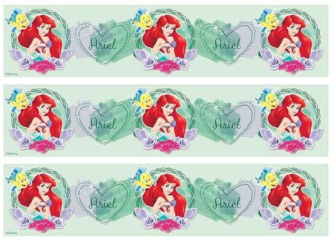 DISNEY PRINCESS - ARIEL MERMAID CAKE STRIPS A4 EDIBLE IMAGE