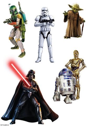 STAR WARS - DARTH VADER, C3PO, R2D2, YODA ETC CHARACTER SHEET A4 EDIBLE IMAGE