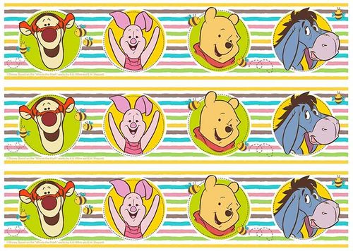 WINNIE THE POOH - CAKE STRIPS A4 EDIBLE IMAGE