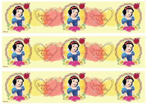 DISNEY PRINCESS - SNOW WHITE CAKE STRIPS SHEET - 3 STRIPS PER SHEET A4 EDIBLE IMAGE