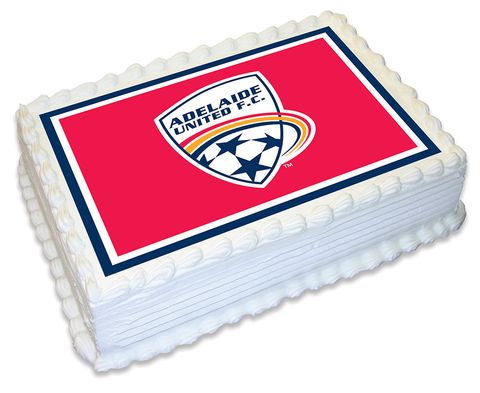 A-LEAGUE ADELAIDE UNITED FC -  A4 EDIBLE ICING IMAGE - 29.7CM X 21CM (APPROX.)