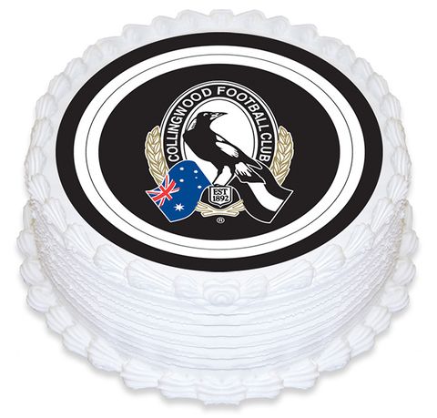AFL COLLINGWOOD ROUND EDIBLE ICING IMAGE - 6.3 INCH / 16CM