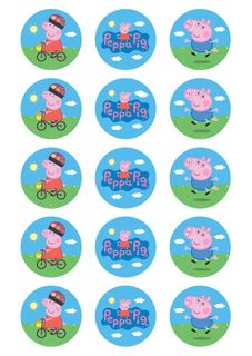 PEPPA PIG - 2 INCH/5CM CUPCAKE IMAGE SHEET - 15 PER SHEET