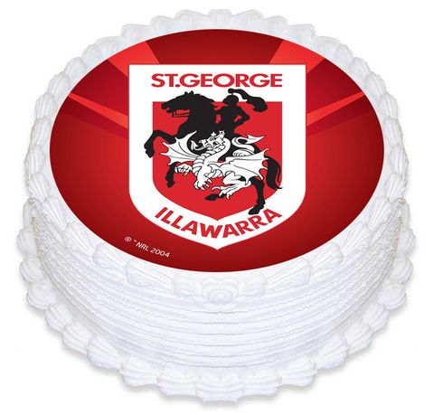 NRL ST.GEORGE/ILLAWARRA DRAGONS ROUND EDIBLE ICING IMAGE - 6.3 INCH / 16CM