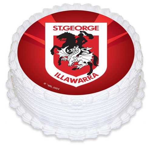 NRL ST.GEORGE/ILLAWARRA DRAGONS ROUND EDIBLE ICING IMAGE - 6.3 INCH / 16CM