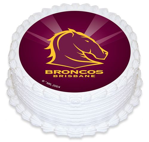 NRL BRISBANE BRONCOS ROUND EDIBLE ICING IMAGE - 6.3 INCH / 16CM