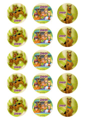 SCOOBY DOO - 2 INCH/5CM CUPCAKE IMAGE SHEET - 15 PER SHEET