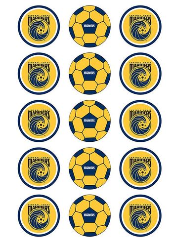 A-LEAGUE CENTRAL COAST MARINERS 2 INCH/5CM CUPCAKE IMAGE SHEET - 15 PER SHEET