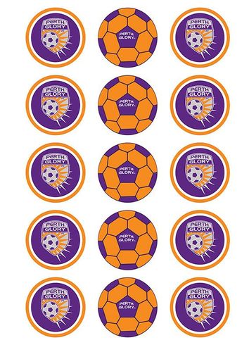 A-LEAGUE PERTH GLORY FC 2 INCH/5CM CUPCAKE IMAGE SHEET - 15 PER SHEET