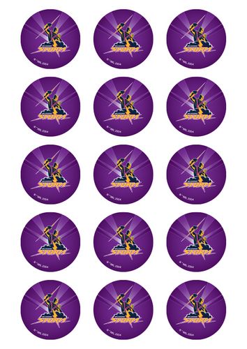 NRL MELBOURNE STORM 2 INCH/5CM CUPCAKE IMAGE SHEET - 15 PER SHEET