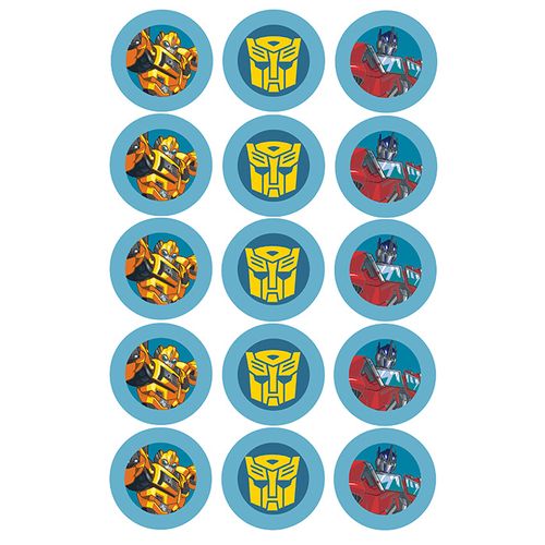 TRANSFORMERS 2 INCH/5CM CUPCAKE IMAGE SHEET - 15 PER SHEET