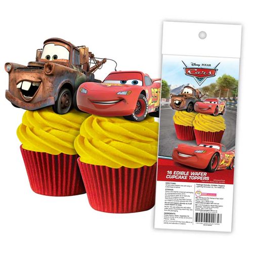 DISNEY CARS - EDIBLE WAFER CUPCAKE TOPPERS - 16 PIECE PACK