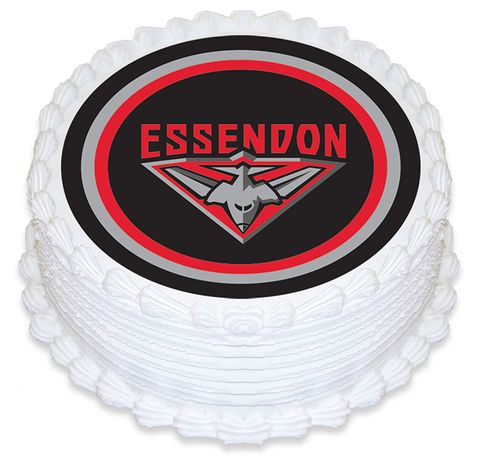 AFL ESSENDON ROUND EDIBLE ICING IMAGE - 6.3 INCH / 16CM