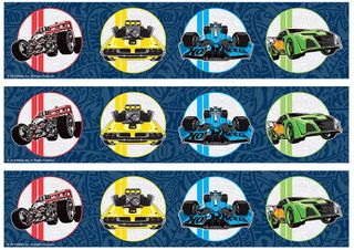 HOT WHEELS CAKE STRIPS A4 EDIBLE IMAGE