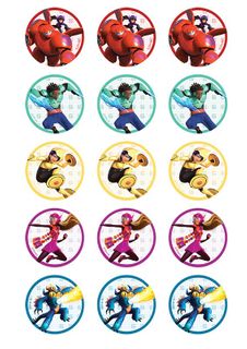 BIG HERO 6 2 INCH/5CM CUPCAKE IMAGE SHEET - 15 PER SHEET