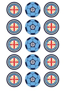 A-LEAGUE MELBOURNE CITY FC 2 INCH/5CM CUPCAKE IMAGE SHEET - 15 PER SHEET