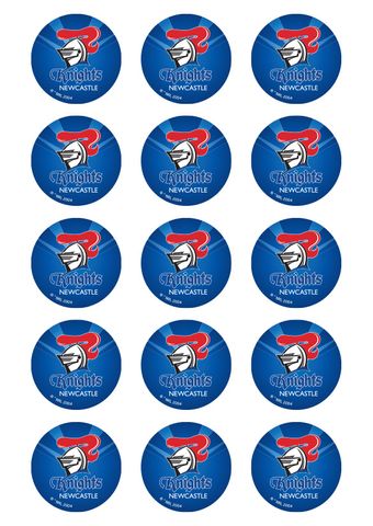 NRL NEWCASTLE KNIGHTS 2 INCH/5CM CUPCAKE IMAGE SHEET - 15 PER SHEET