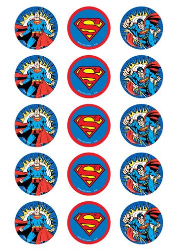 SUPERMAN - 2 INCH/5CM CUPCAKE IMAGE SHEET - 15 PER SHEET