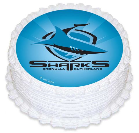 NRL CRONULLA SHARKS ROUND EDIBLE ICING IMAGE - 6.3 INCH / 16CM