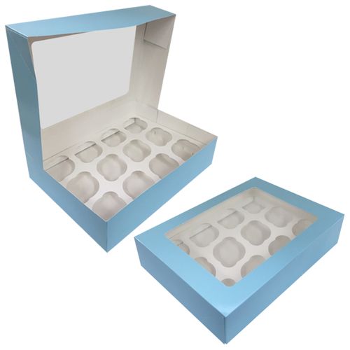 DISPLAY CUPCAKE BOX | 12 HOLES | BLUE | UNCOATED CARDBOARD | RETAIL PACK